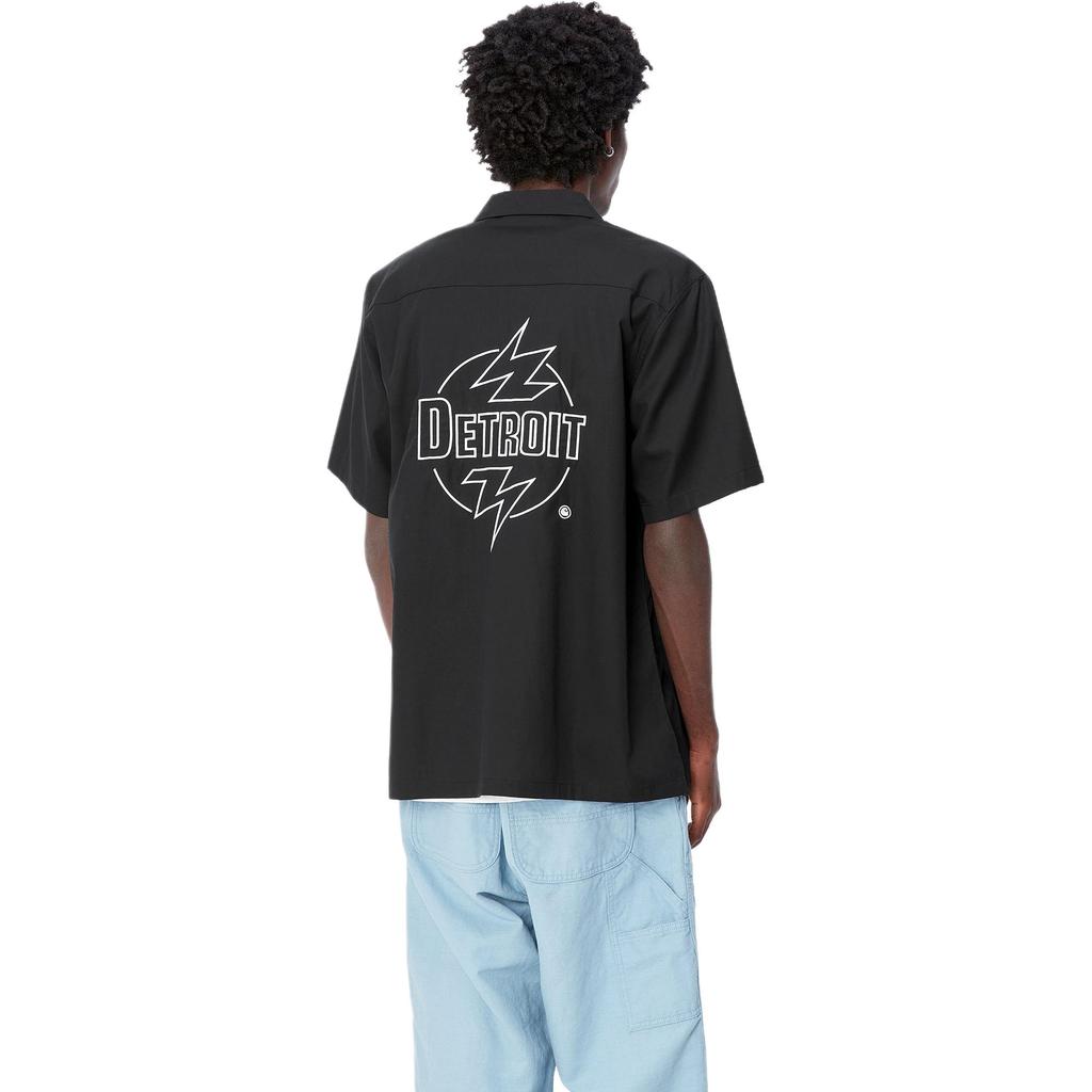 Carhartt WIP Рубашка Ablaze Свободная Кубинский воротник На пуговицах Короткий рукав Мужская рубашка Черный I033690-K02-XX