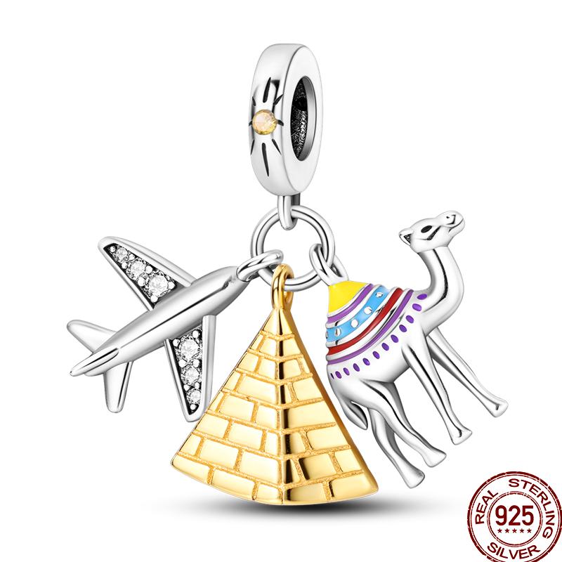 Pyramid Series Copper Mystical Cat Elephant Religious Style Charm Beads Suitable For Pan Original Bracelet Diy