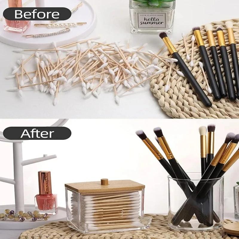 1 Piece Acrylic Storage Box Cotton Swab Makeup Box Transparent Cotton Swab Storage Box Makeup Storage Box Bathroom Bedroom Stora