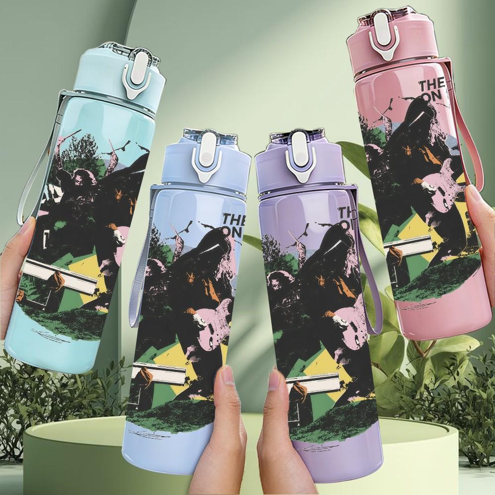 1PC Black Monster Creature 750ml sports water bottle leakproof straw lid outdoor office home