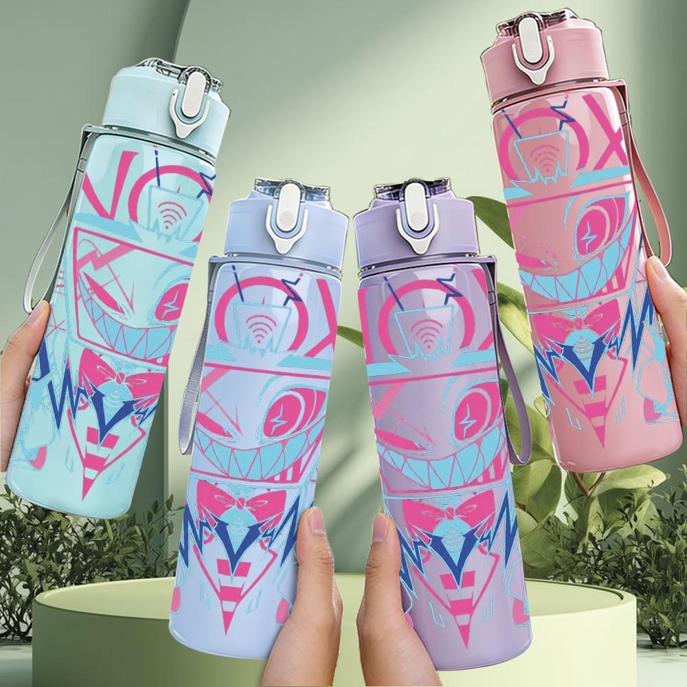 1PC Colorful Graphic 750ml sports water bottle leakproof straw lid outdoor office home