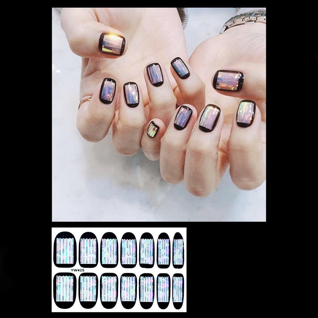 14 шт./лист, пресс для ногтей, зеркало Aurora, блестящая пудра, наклейки для ногтей, готовый маникюр, быстрый Nial