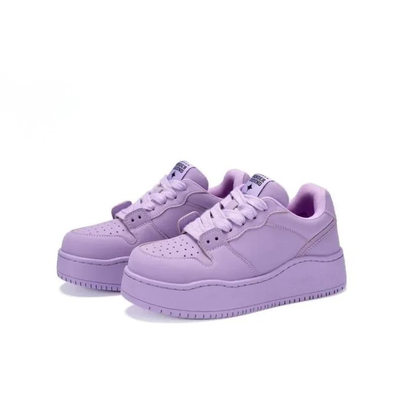 Мода 2024 года. Новые туфли для женщин. Женская обувь на шнуровке. Вулканизированная обувь на весну и осень. Дышащая, прочная, повседневная, удобная спортивная обувь на платформе.