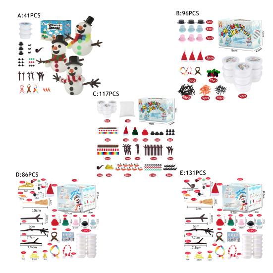 41/86/96/117/131 шт./набор DIY Рождественский набор для лепки снеговика из глины Детский набор для ручной работы Сделай снеговика Моделирующая глина Поделки Рождественские наполнители для чулка Праздничный подарок