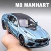 1/24 BMW M8 MANHART Supercar Модель легкосплавного автомобиля Звук и свет Инерционный механизм Детская игрушка Коллекционные предметы Подарок на день рождения