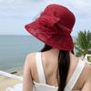 2025 Летняя женская элегантная шляпа из органзы с цветочным узором для бассейна, защита от солнца для путешествий, крутая шляпа рыбака