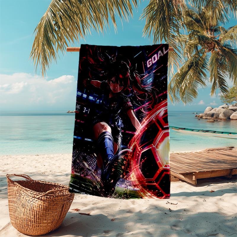 1pc Soccer Star Action Cartoon Quick Dry Microfiber Bath Towel for Swimming Surfing Camping Unisex Holiday. SJT7201121