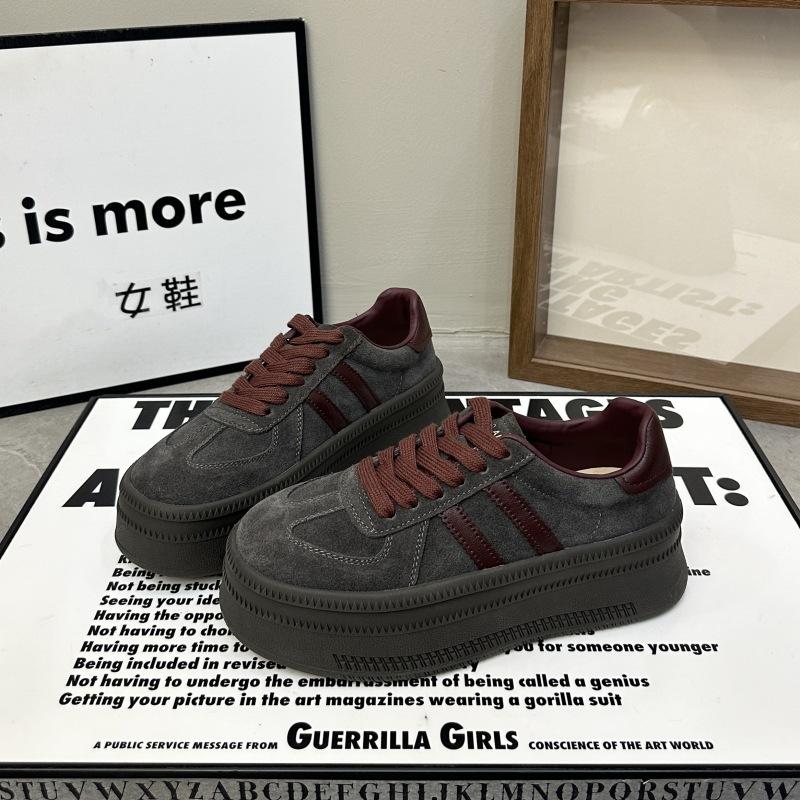 Версия из коровьей кожи~ ретро стиль платформа немецкие тренировочные туфли женские осень 2025 новые на шнуровке туфли на платформе универсальная повседневная трендовая обувь