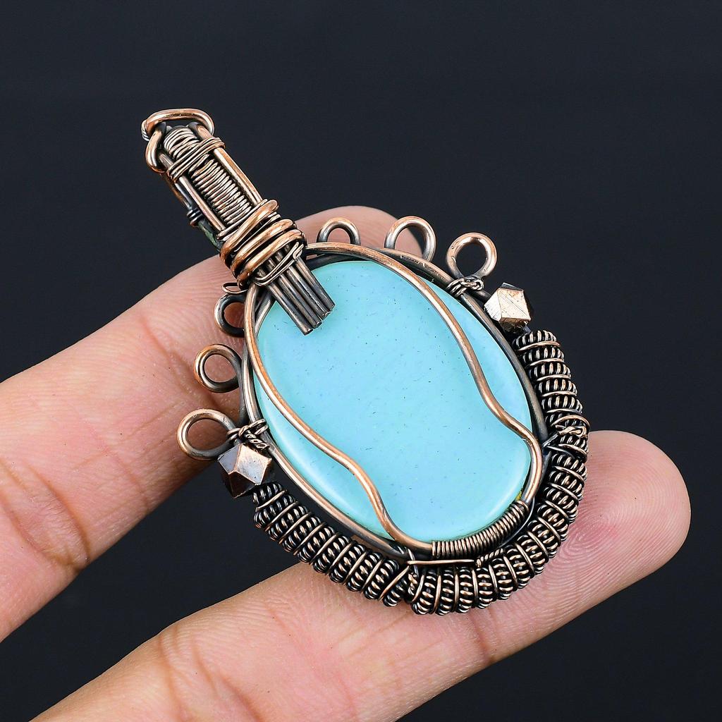 Австралийский тройной опал, драгоценный камень, чистая медная проволока, обернутая подвеской ручной работы, ювелирные изделия