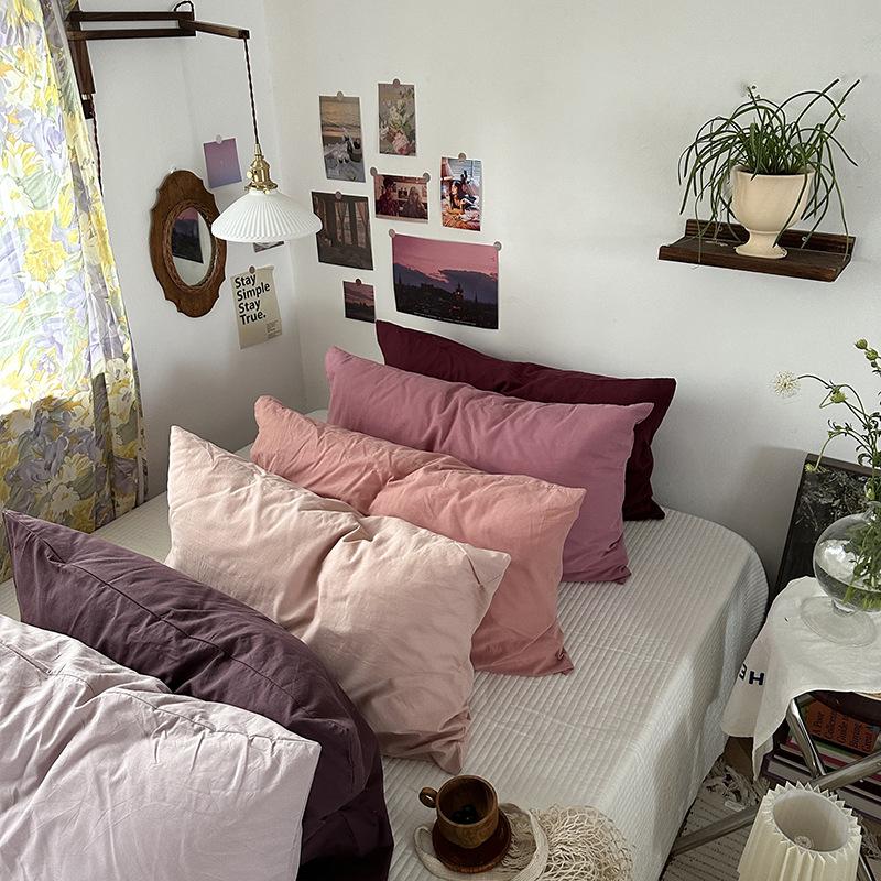 Наволочка из чистого хлопка в полоску, однотонная (Цельный кусок)