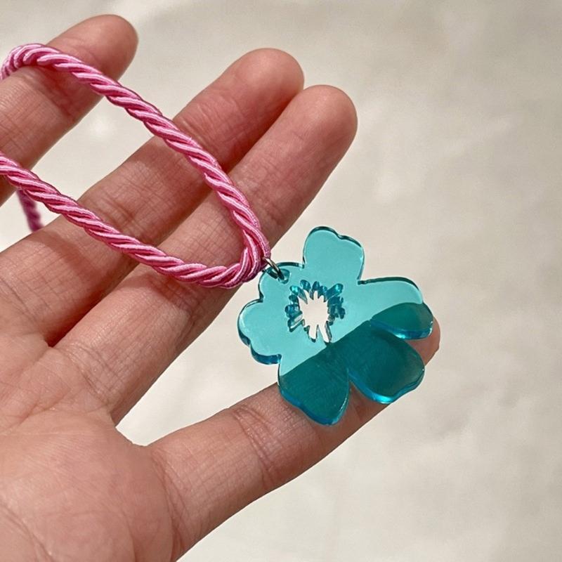 Регулируемое Цветочное Подвесное Ожерелье Регулируемая Длина Цепочка на Ключицы Цветной Акриловый Цветок Шарм Женская Цепочка на Шею