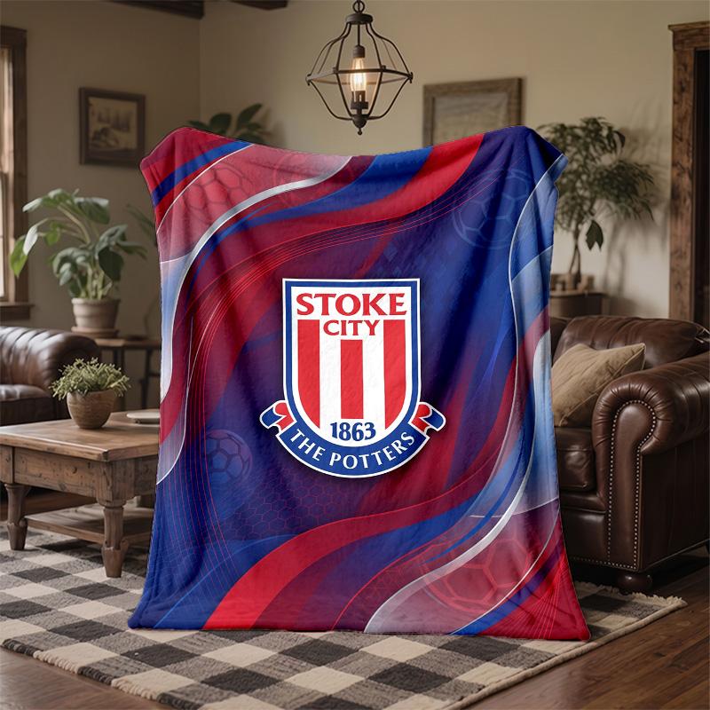 Stoke City Football Print Flannel Blanket Soft Warm Sofa Bed Throw Blanket For Home Office Bedroom