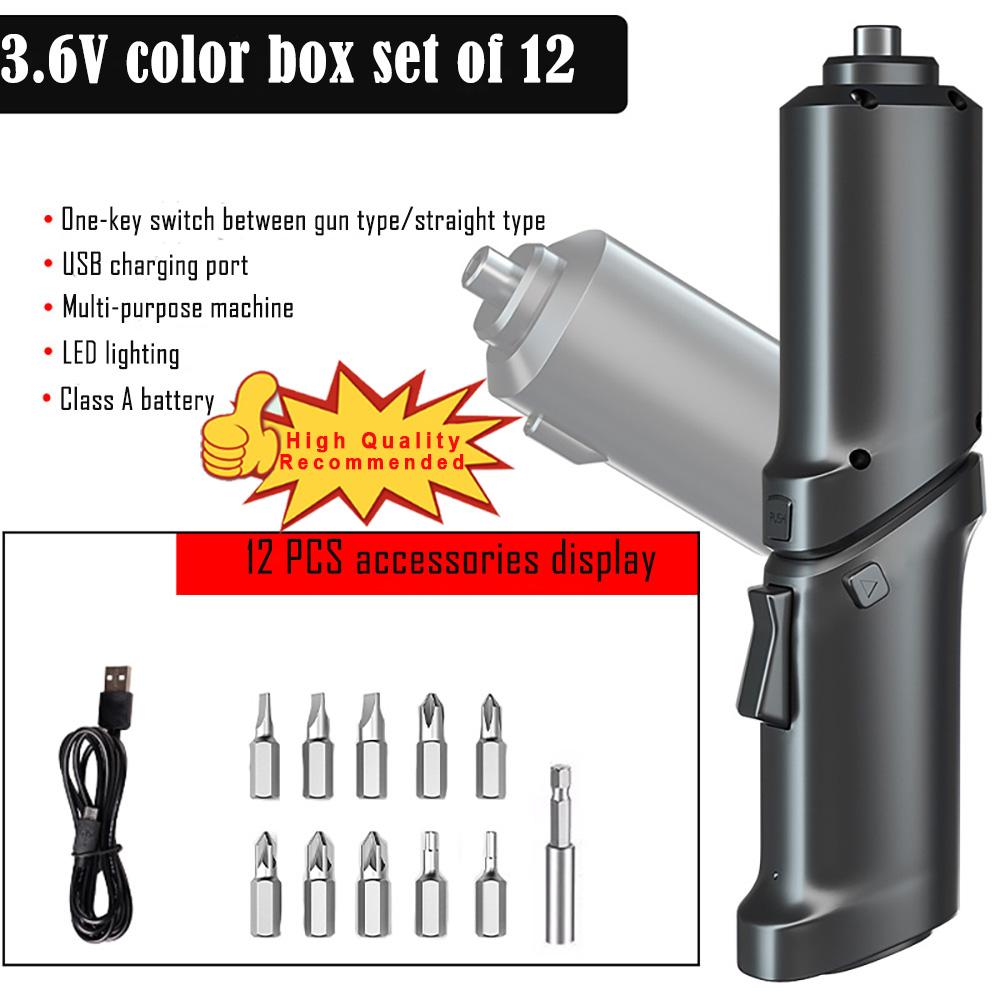 Бытовая электрическая отвертка, аккумуляторная аккумуляторная ударная дрель, мини-беспроводная электрическая дрель, набор отверток, электрическая партия