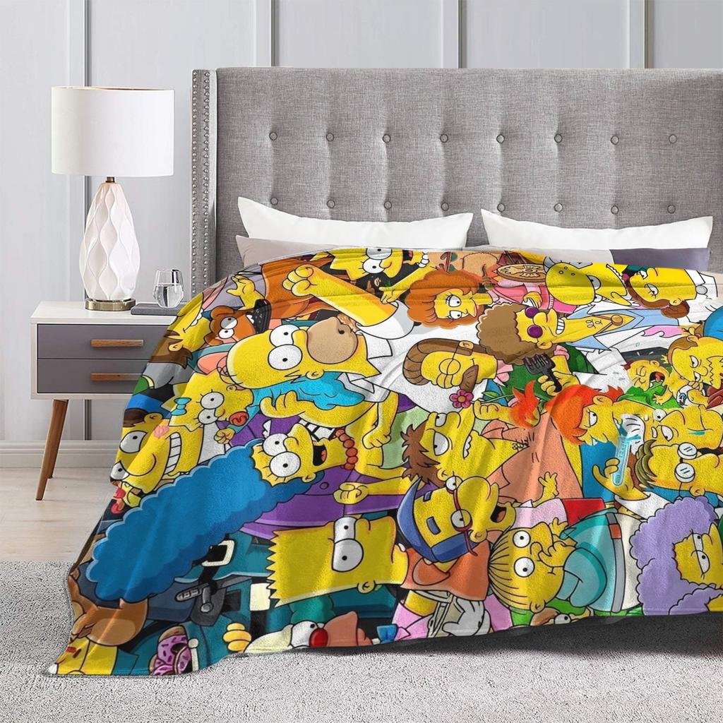 The Simpsons Cartoon Blanket Warm Novelty Plush Throw Blanket For Outdoor Decorative Flannel Bedspread Bed Cover