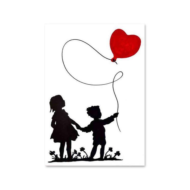 Граффити Бэнкси, красный воздушный шар, плакат, принты, абстрактные фигуры, картина на холсте, настенное искусство, картина для офиса, коридора, домашнего декора