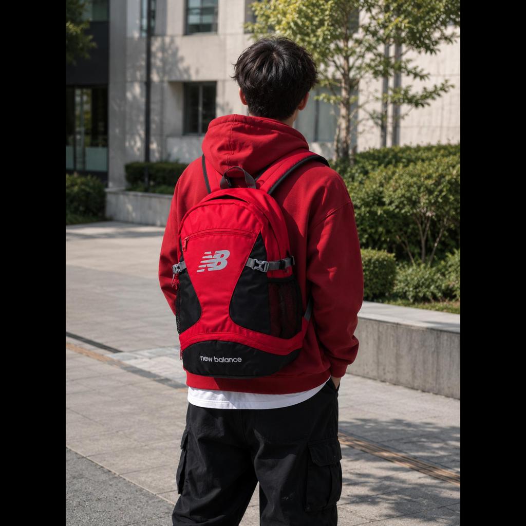 New Balance Знаменитый рюкзак для ноутбука с двумя карманами Champ Red Прочный школьный рюкзак