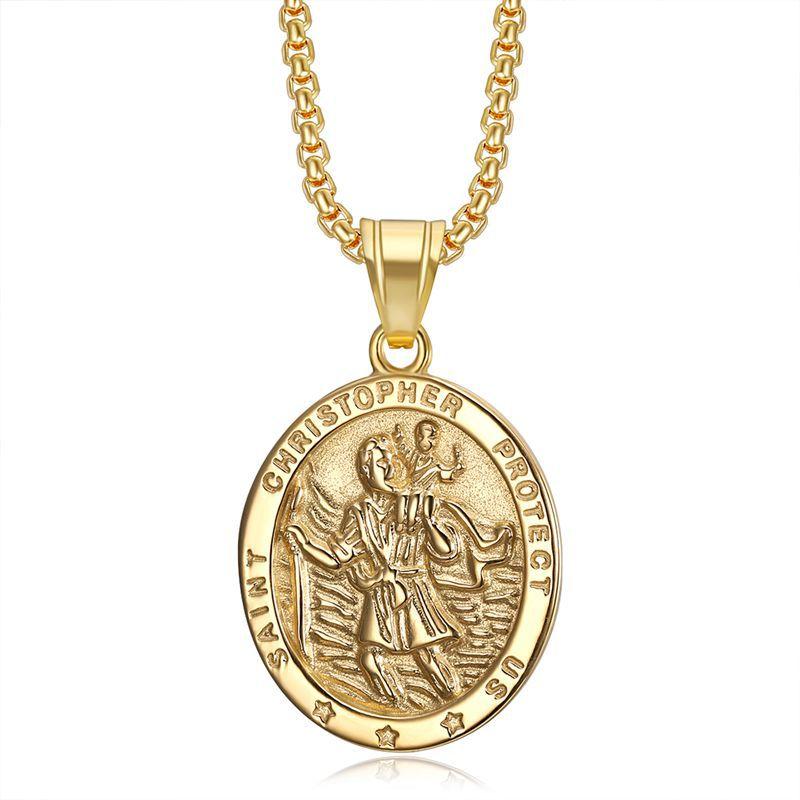 1pc, 316L Stainless Steel Jewelry, St. Christopher Cross Pendant, Simple, Street Wear, Parties, Daily Wear, Gift for Men Women