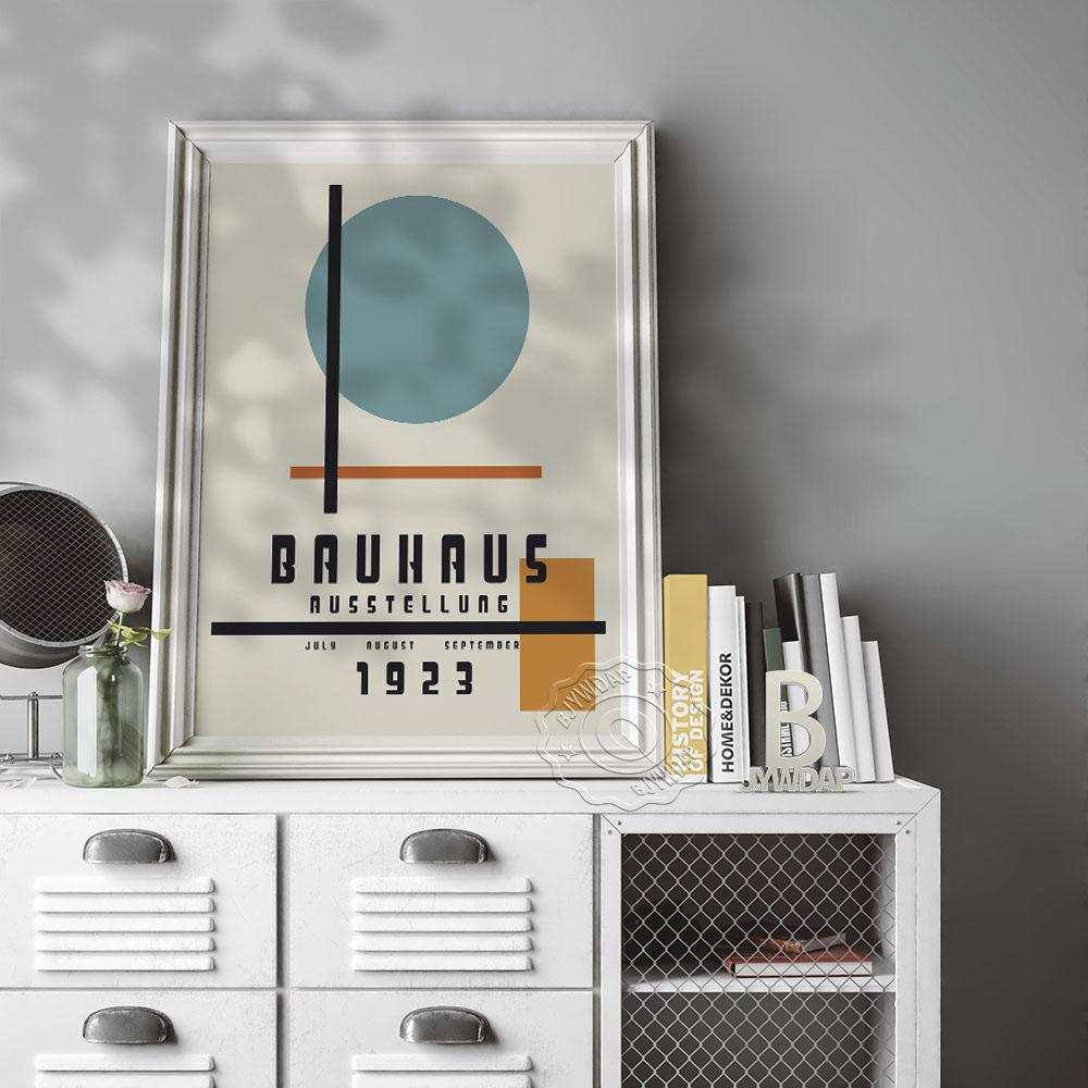 Bauhaus Art Prints Poster, Minimalist Circle Linellae Connect Poster, Bauhaus Geometric Printable Wall Art Home Bedroom Decor No Frame