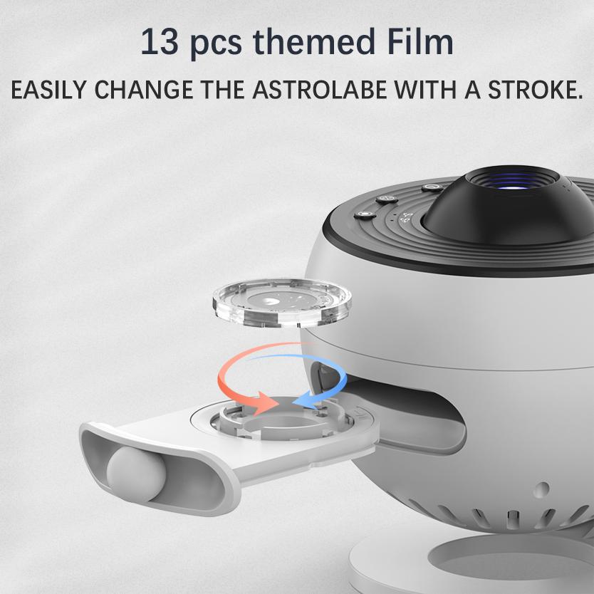 Galaxy Star Projector Night Light 360° Rotation HD Indoor Projection Lamp 13 в 1 Planetarium Projector для спальни с белым шумом