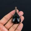 Кулон Глаз из черного обсидиана, Драгоценный камень, Ювелирные изделия ручной работы, Кулон, обернутый медной проволокой 999 пробы, Подарок для жены, Ювелирные изделия