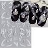 Silver Glitter Christmas Nail Stickers 3D Winter Tree Snowflake Feather Leaf Holographic Nail Art Decals Manicure Slider
