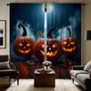 2pcs Set HD Halloween Moonlit Pumpkin Ghost Curtain Blue Tie Digital Printed Curtain Home Decor Style Decorate Living Room Be