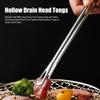 Щипцы для барбекю из нержавеющей стали Сверхпрочные кулинарные щипцы с полым наконечником для слива масла Кухонный пинцет для еды Металлические щипцы для барбекю для корейского гриля и стейка