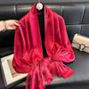 Gold Silk Tencel Cotton Silk Scarf Women'S Fashion Versatile Imitation Silk Thin Butterfly Long Scarf Beach Scarf Scarf