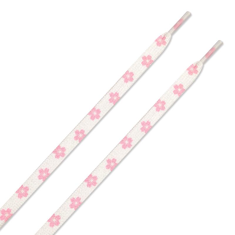New Shoelaces for Sneakers Flat Printed Cherry Blossoms Shoe Laces High-top Canvas Shoelace For AF1 Woman Man Sport Shoe Strings