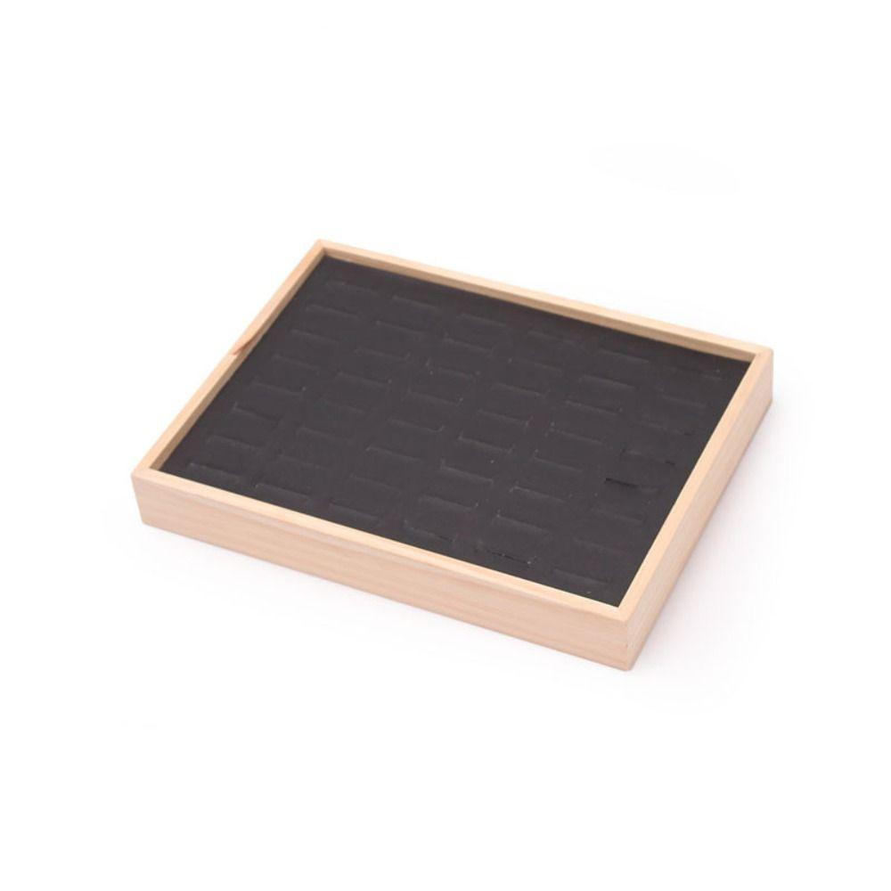 48 Grids Earrings Display Tray Velvet Ring Earring Holder Simple Wood Rings Tray Home