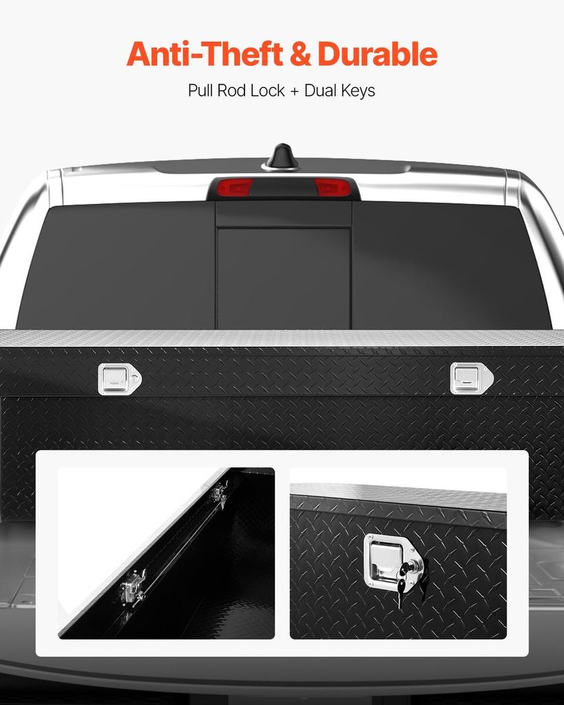 Crossover Truck Tool Box, 69x20x14 In, Heavy Duty Aluminum Toolbox with Diamond Texture, Pick Up Truck Bed RV Trailer Toolbox, Waterproof Storage