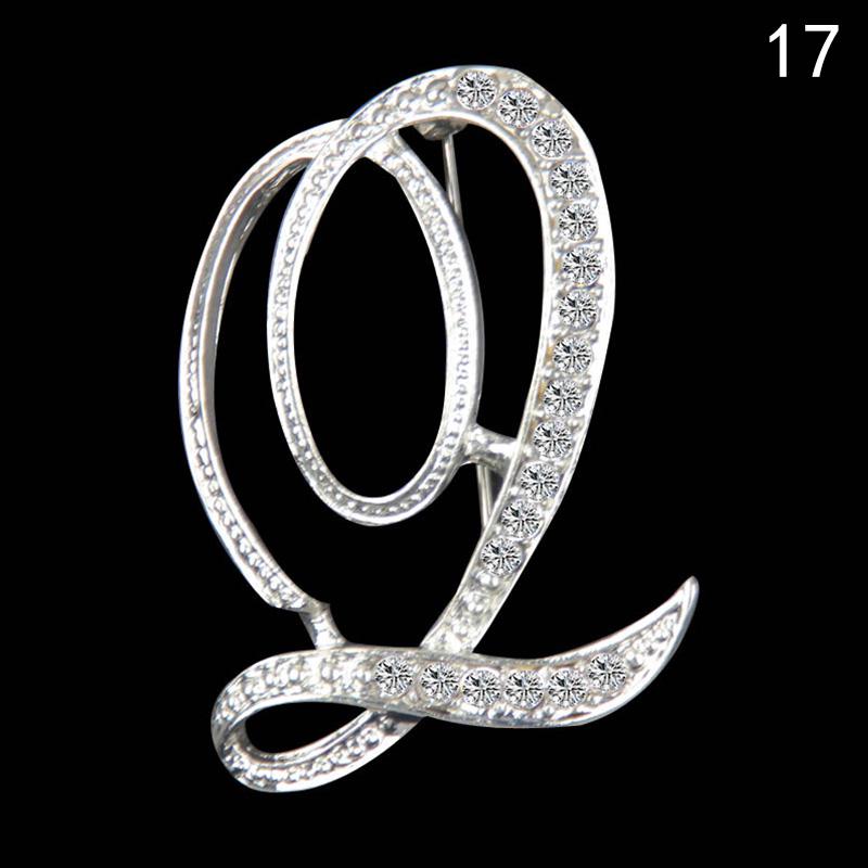 Элегантная брошь с английской буквой алфавита с горным хрусталем