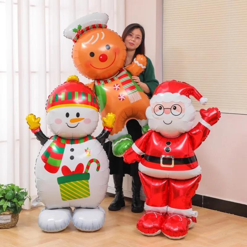 1 Oversized Standing Santa Claus Foil Balloon Christmas Holiday Party Decorations New Year's Birthday Supplies Easter Gifts