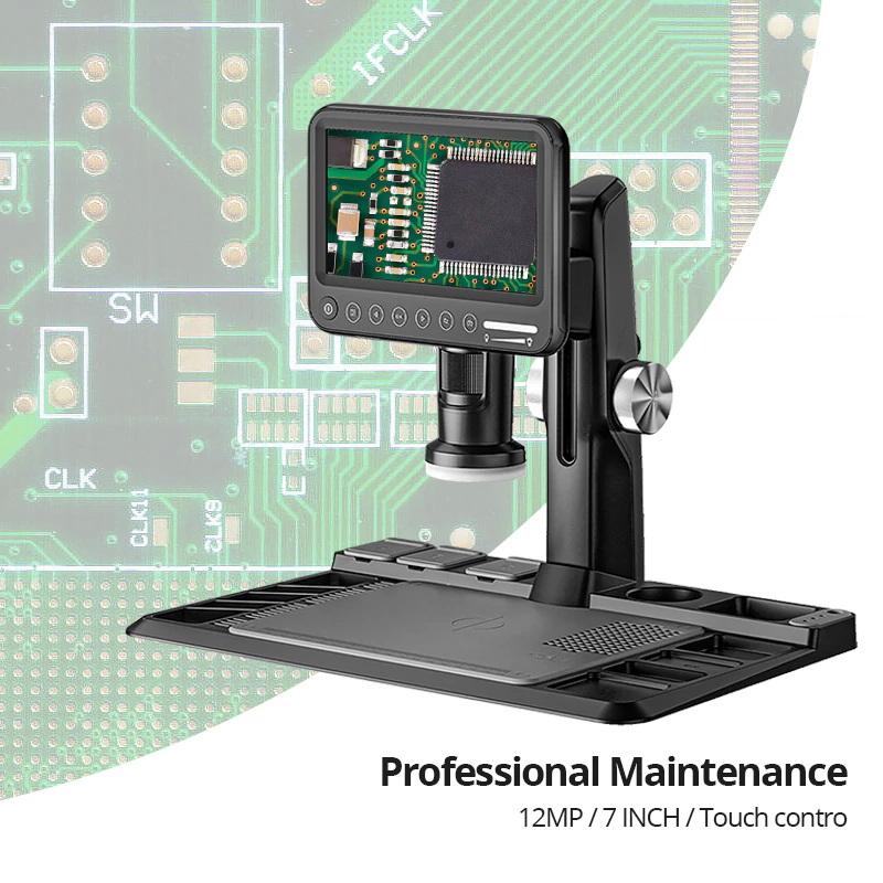 Микроскоп цифровой с монитором IPS 7" / кратность 1600X / пульт / подсветка / для ремонта