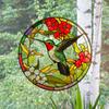 Retro Stained Hummingbird Butterfly Flower Film Window Glass Electrostatic Stickers Colorful
