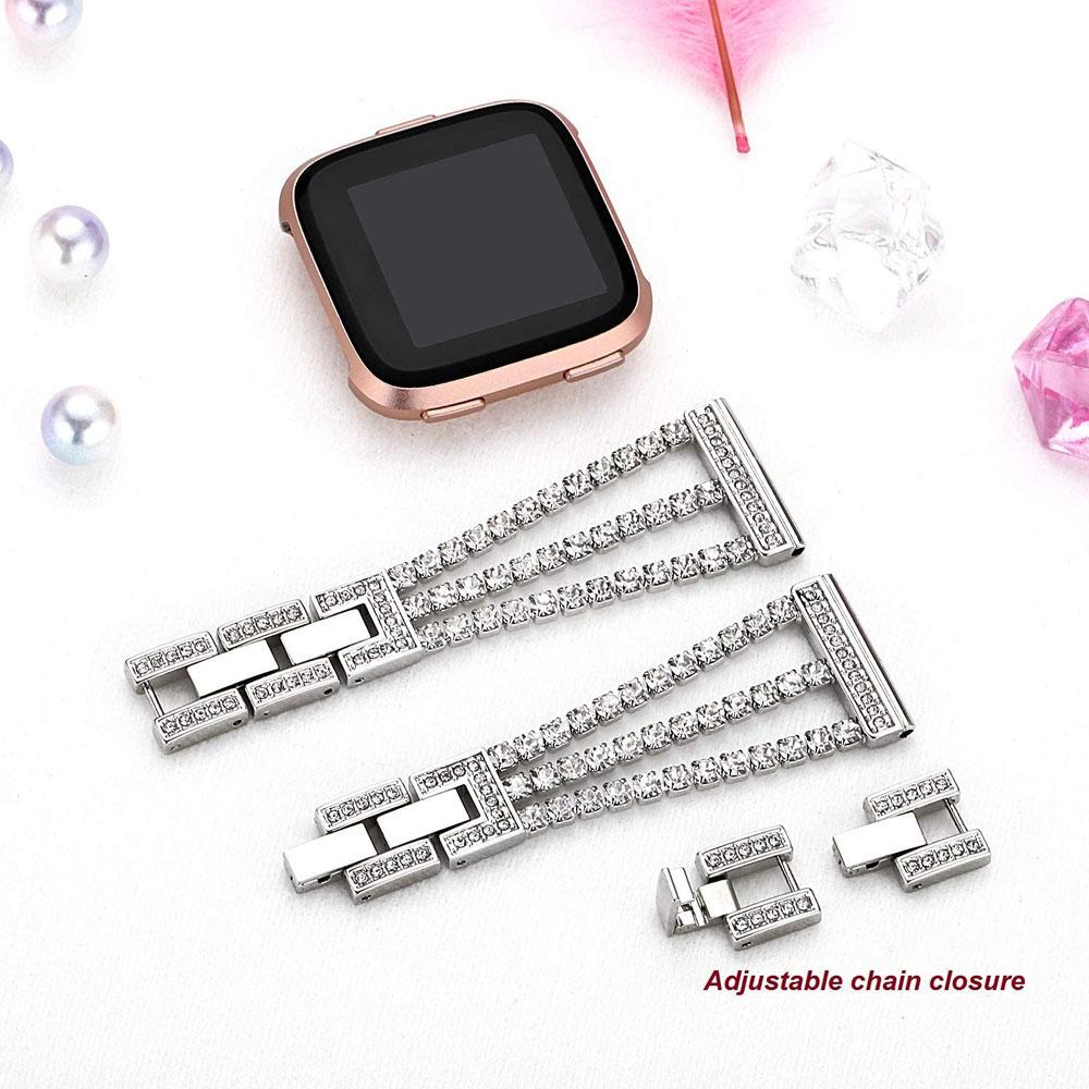 Slim Wristband for Fitbit Sense 2 Bands Dressy Metal Bracelet Bling for Fitbit Versa 2/3/4 Watchband Jewelry Women Strap Luxury