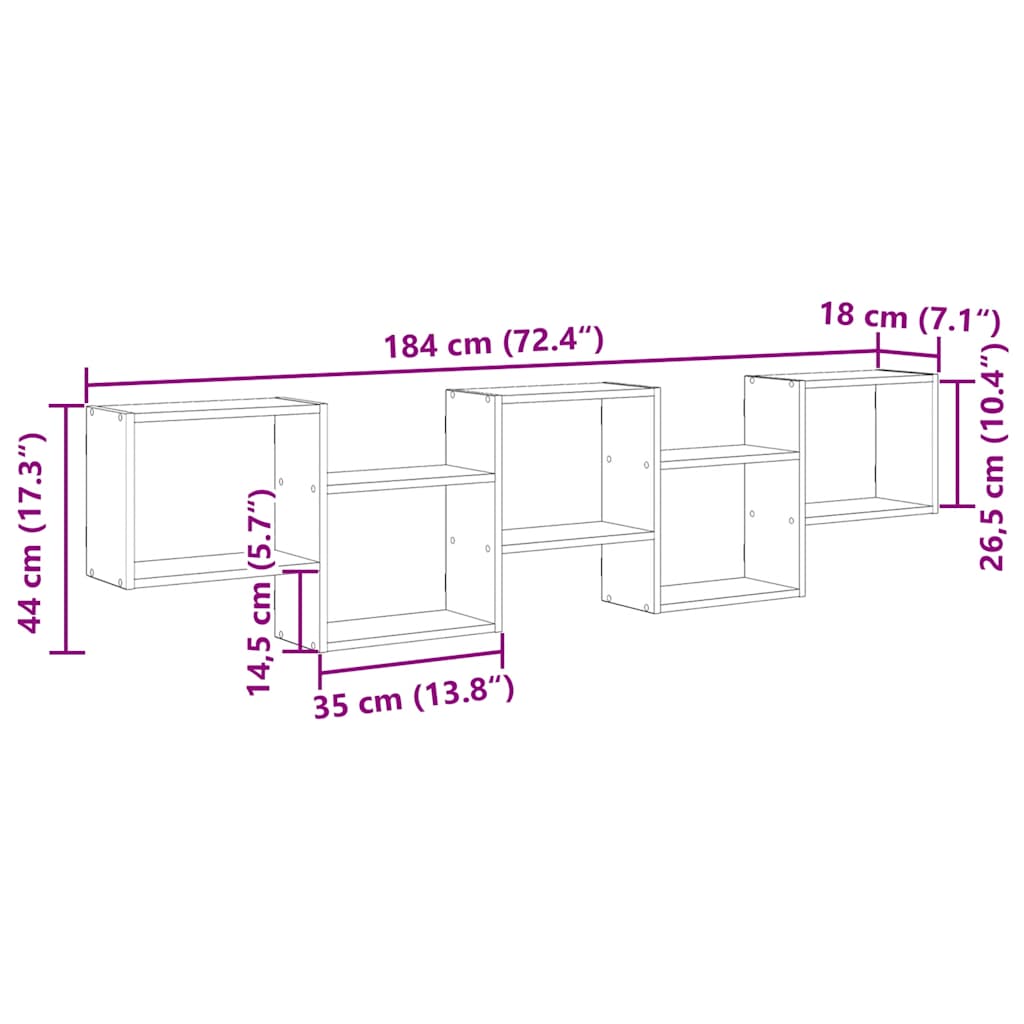 Cube Shelf with 5 Compartments Grey Sonoma Particleboard