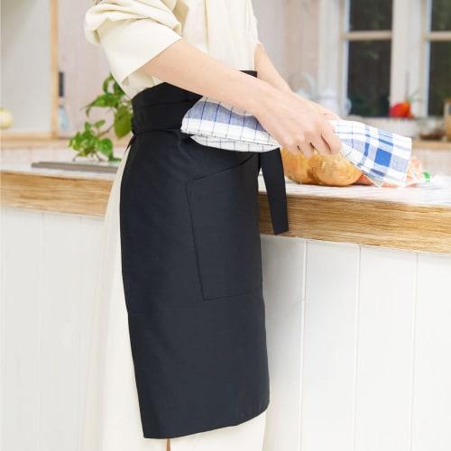 Sentsuki Black Apron with Towel Loop, Perfect for Chefs, Salons, and Commercial Use, 55cm Long, Suitable for Towel Racks in the Kitchen and Food Servi