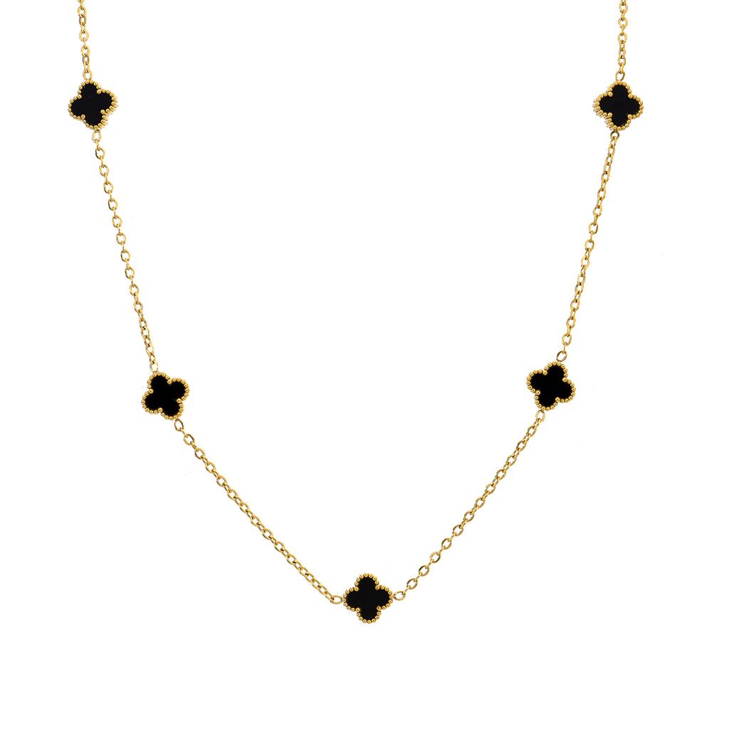 9MM Titanium Steel Four-leaf Clover Shell 5 Flowers Necklace Women's New Light Luxury Hundred Lock Bone Chain Shell Collar Jewelry