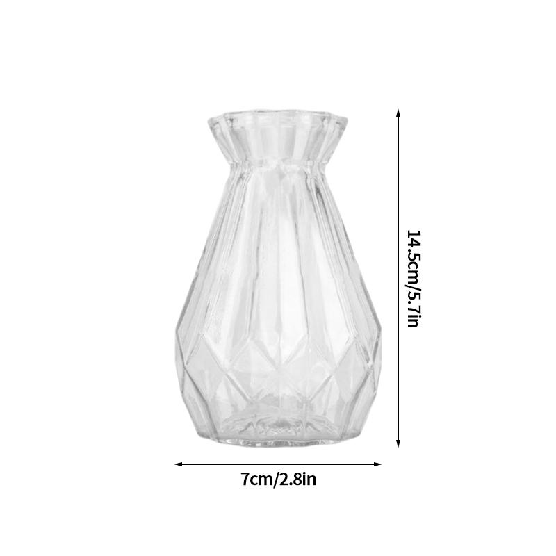 Gradient Glass Vase with Geometric Faceted Design Flower Vase for Wedding Centerpiece Arrangements Home Office Decor Floreros