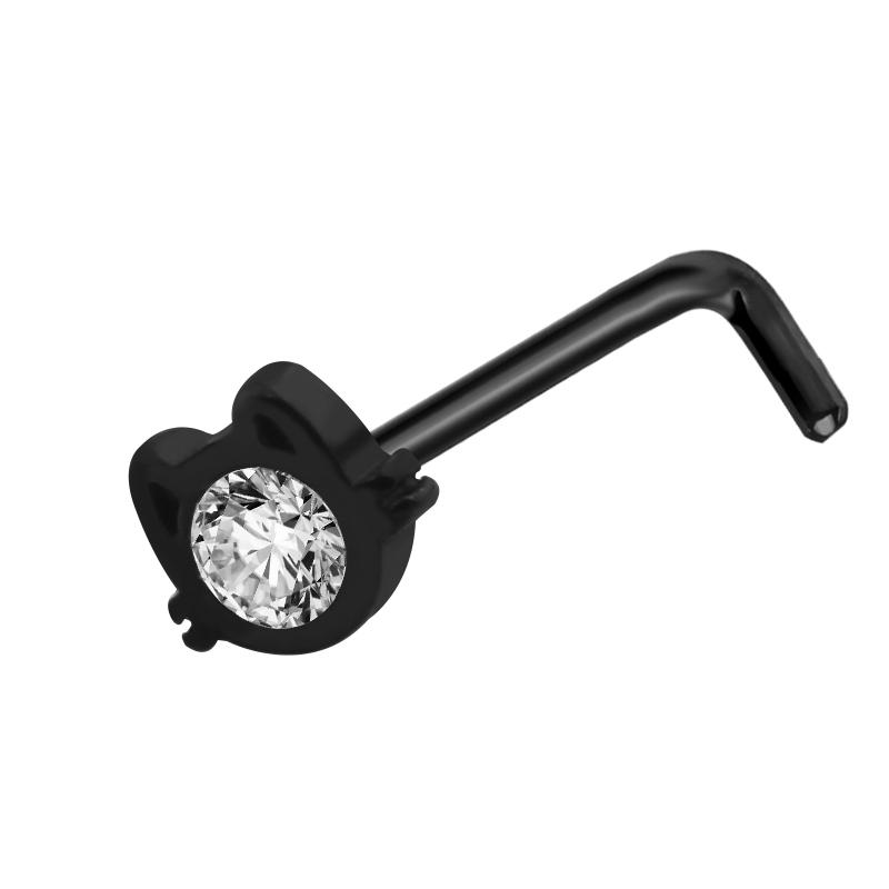 1 шт., кошачья морда, 20 г, хирургическая сталь 316L, кольцо в носу, L-образная шпилька, стальные CZ драгоценные камни, ювелирные изделия для пирсинга