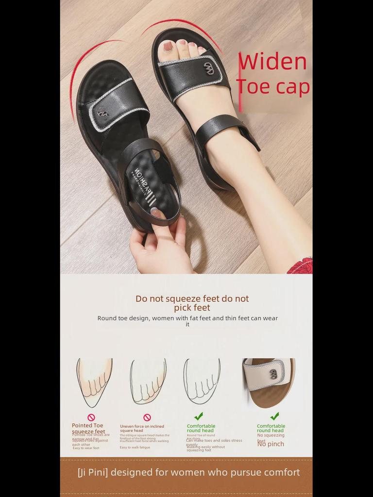 Летние нескользящие сандалии с мягкой подошвой 2025 года для женщин среднего возраста и пожилых людей