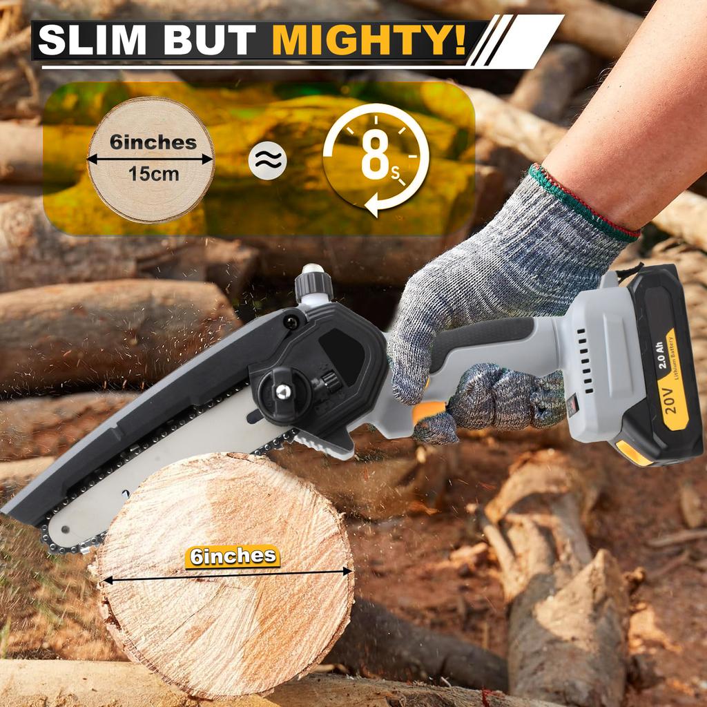 20V Cordless Mini Chain Saw Electric Brushless DIY Chainsaw with Lithium Battery Local EU Warehouse