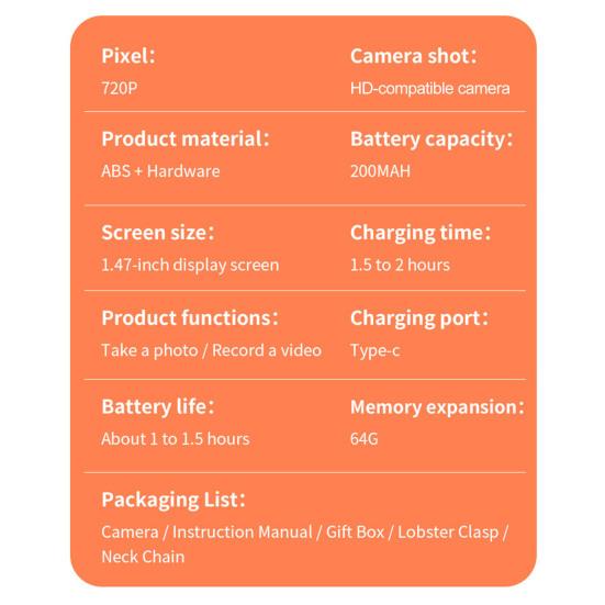 Мини-камера размером с большой палец с откидным экраном, крошечная ретро цифровая камера-брелок с 1,47-дюймовым ЖК-экраном, винтажная