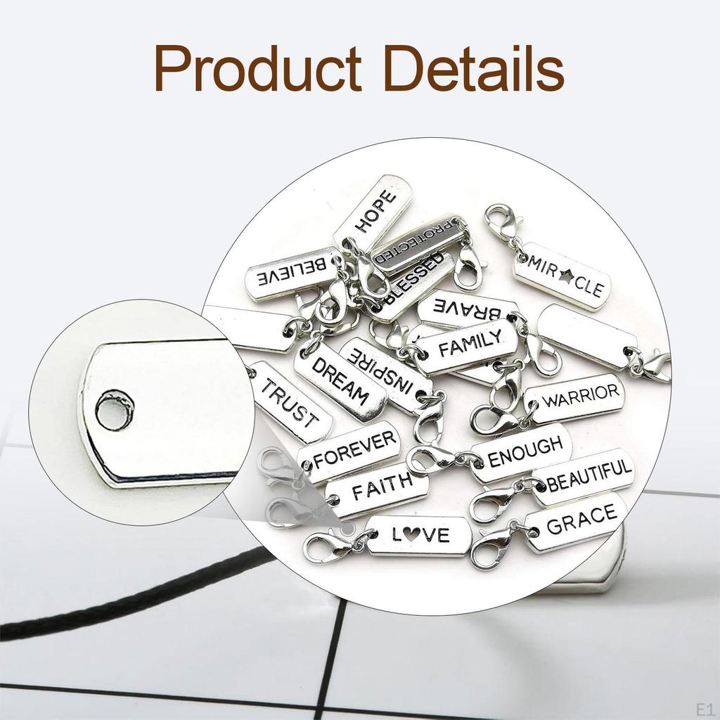 20x Вдохновляющие Шармы-Подвески со Словом с Гравировкой Мотивационные Цинковый Сплав Стильная Бижутерия для Изготовления