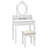 VidaXL Vanity Table Set with Stool White 75x69x140cm Paulownia
