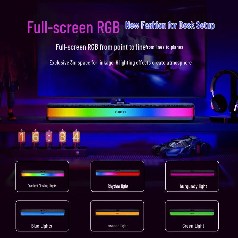Philips SPA6119 Desktop Laptop Bluetooth Gaming Speaker with RGB Lighting