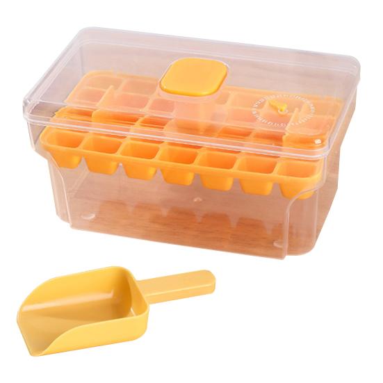 Форма для кубиков льда с крышкой. Лотки для кубиков льда для морозильной камеры. Дизайн верхней кнопки. Многоразовая форма с лопаткой для льда для виски, коктейля, кофе, кухни. Дома.