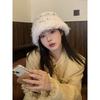 Fleece autumn and winter wool hat women's rainbow candy bean bucket hat thickened bag head ear protection warm knitted basin hat
