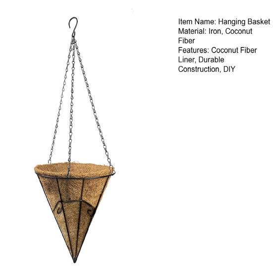 Металлическая подвесная корзина для растений с кокосовыми вкладышами Легкая посадка Подвешивание